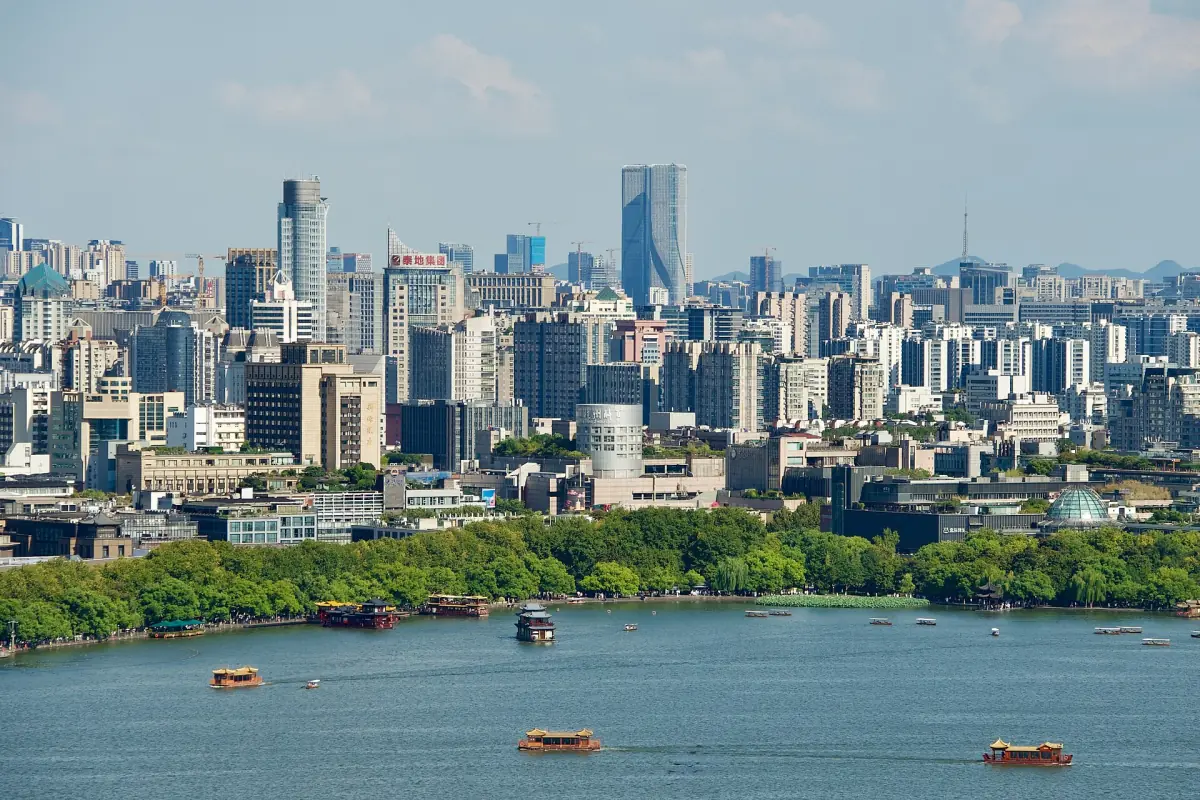 Hangzhou's skyline from the hills