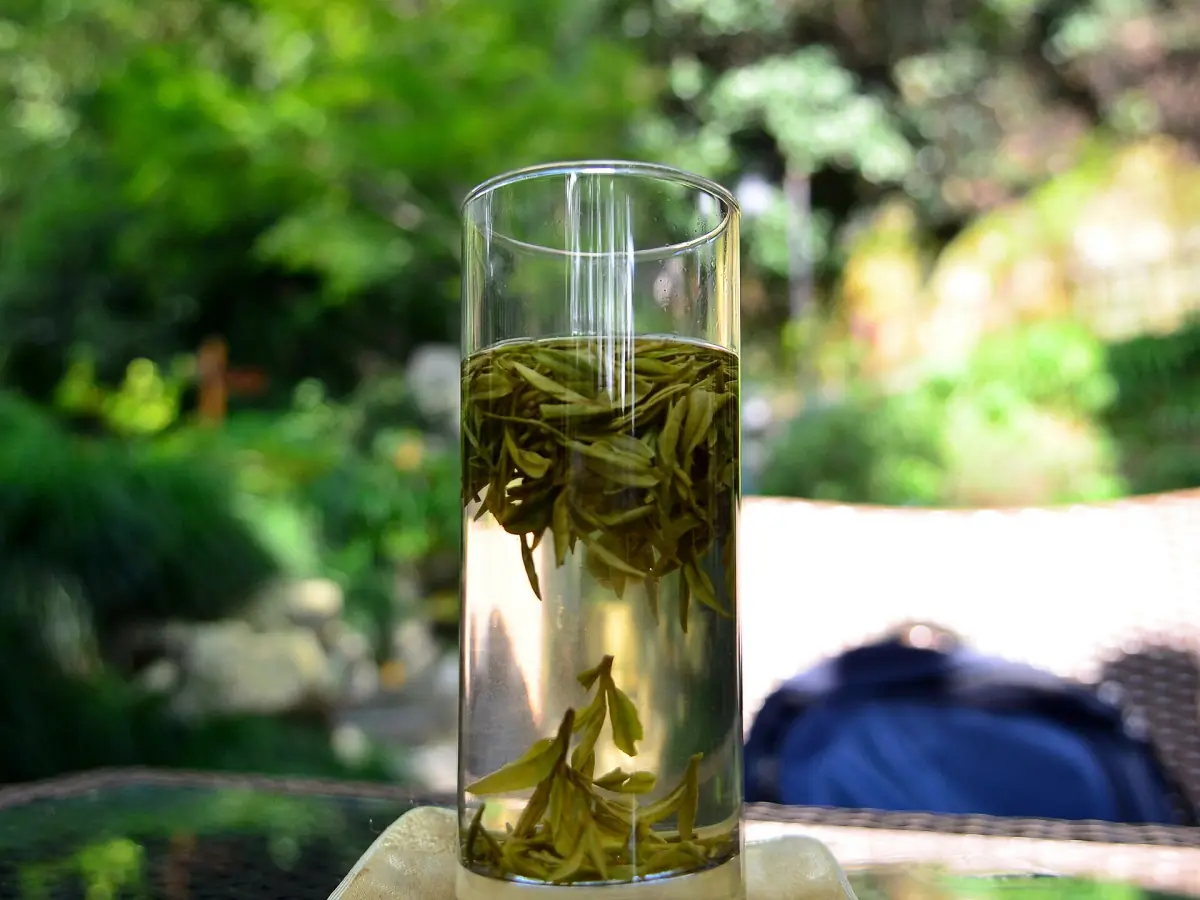 Longjing tea in a glass